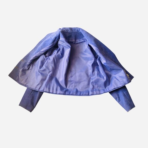 Vtg Ultrasuede Cropped Jacket Sz 14 ( S / M ) Purple Blazer Vegan Suede Washable - Picture 7 of 14